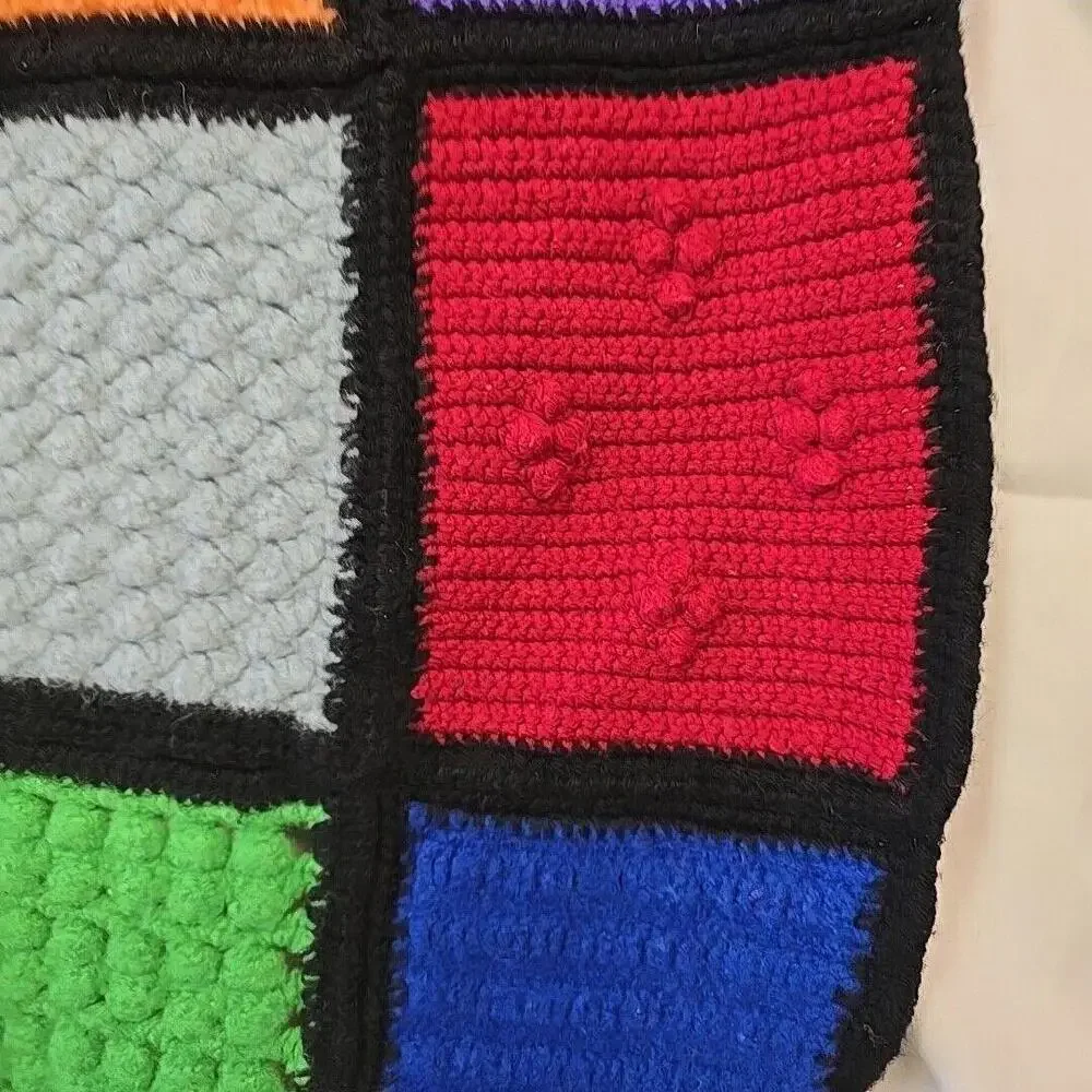 Vtg 1970's Crochet Granny‎ square Roseanne Boho 73